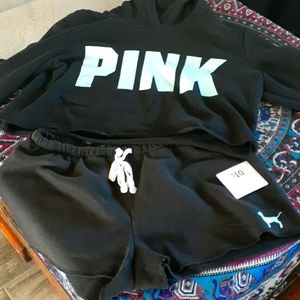 Pink Hoodie and shorts
